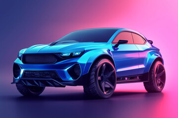 Car with Neon Lighting