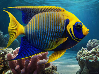 Naklejka premium colorful fish in deep sea