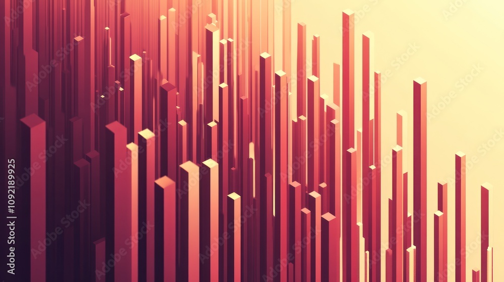 Poster abstract geometric design with vertical lines in warm colors.