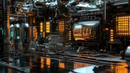 Fototapeta premium Quantum computer, electronic circuitry