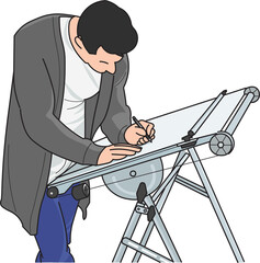 designer drawing work hard