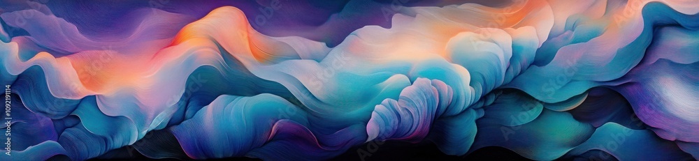 Poster a vibrant abstract composition of swirling colors resembling clouds at twilight.