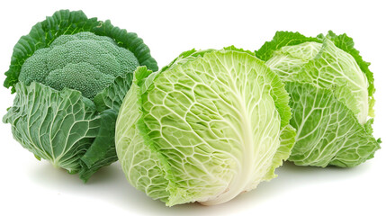 Obraz premium Fresh green cabbage isolated on white background