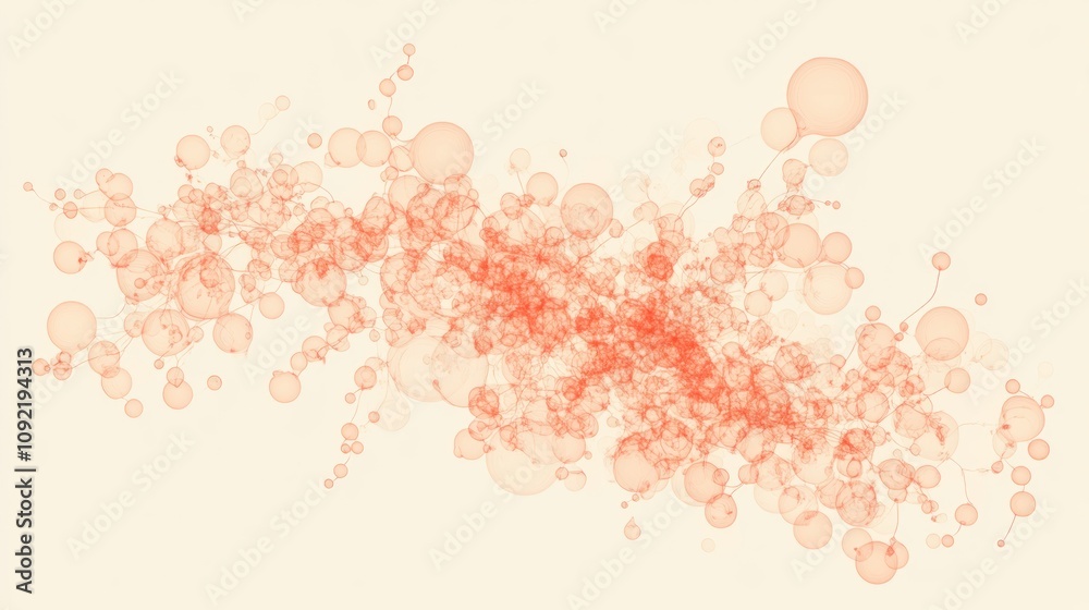 Poster Abstract composition of overlapping circles and dots in soft orange hues.