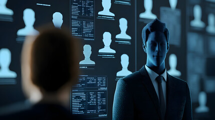 Interactive dashboard showing a network of employee profiles, modern HR analytics