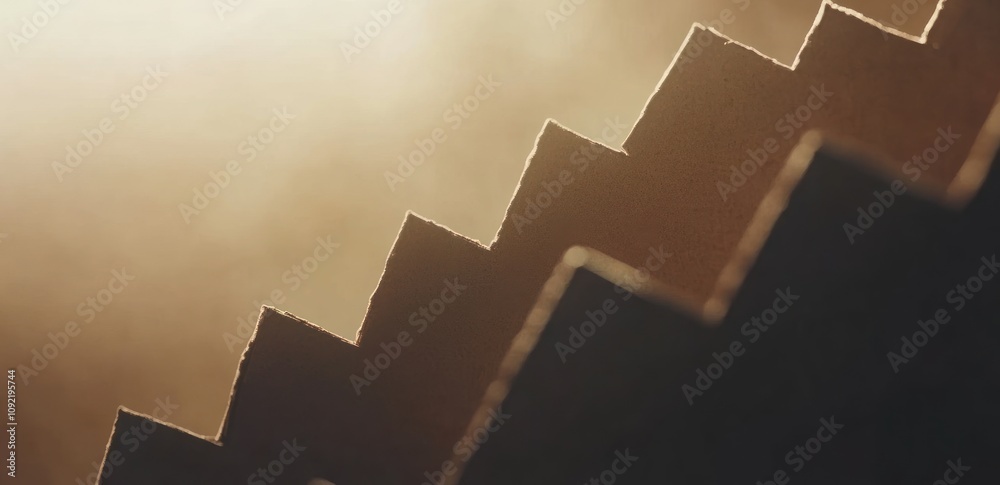 Poster A close-up of stair steps illuminated by soft light, creating a dramatic and abstract effect.