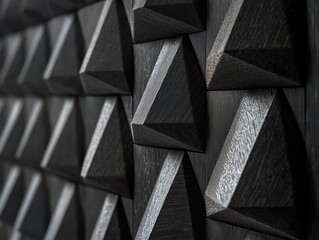 Matte black  for sound absorption in a stylish wall design.