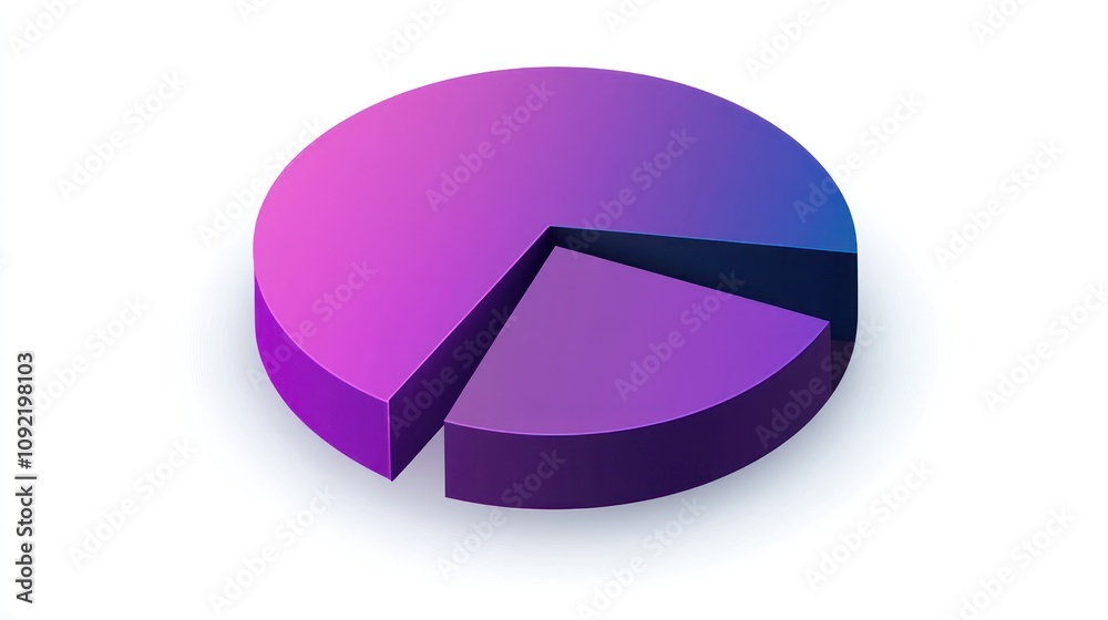 Fototapete A 3D pie chart in gradient colors representing data distribution.