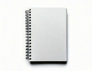 An empty spiral-bound notebook on a white background, perfect for creative ideas.