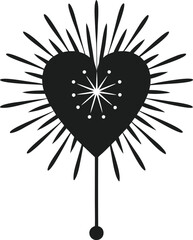 Obraz premium Minimalist Heart-Shaped Firework Vector Illustration with Radiating Lines