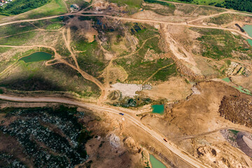 Sand quarry area from a great height