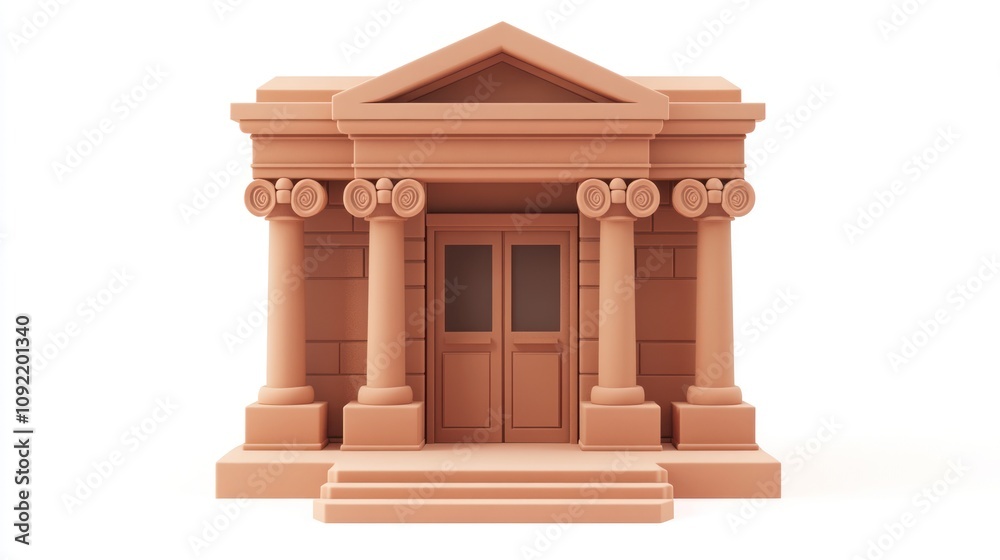 Poster A stylized classical building with columns and a triangular pediment.