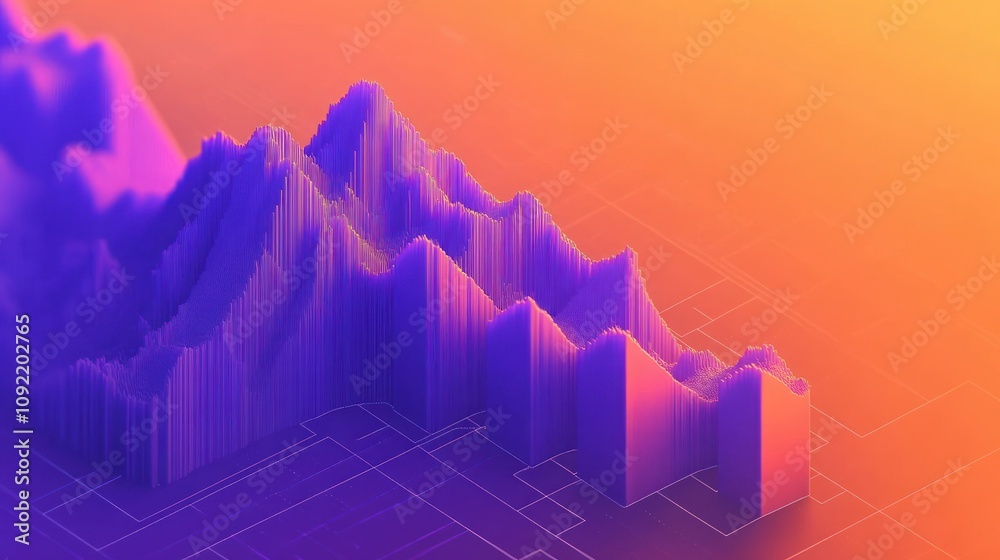 Aufkleber Abstract 3D graph with vibrant colors depicting data trends and patterns.