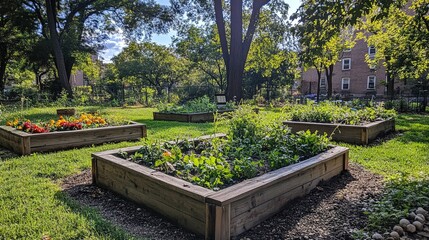 Obraz premium Community gardens providing fresh produce to ensure food