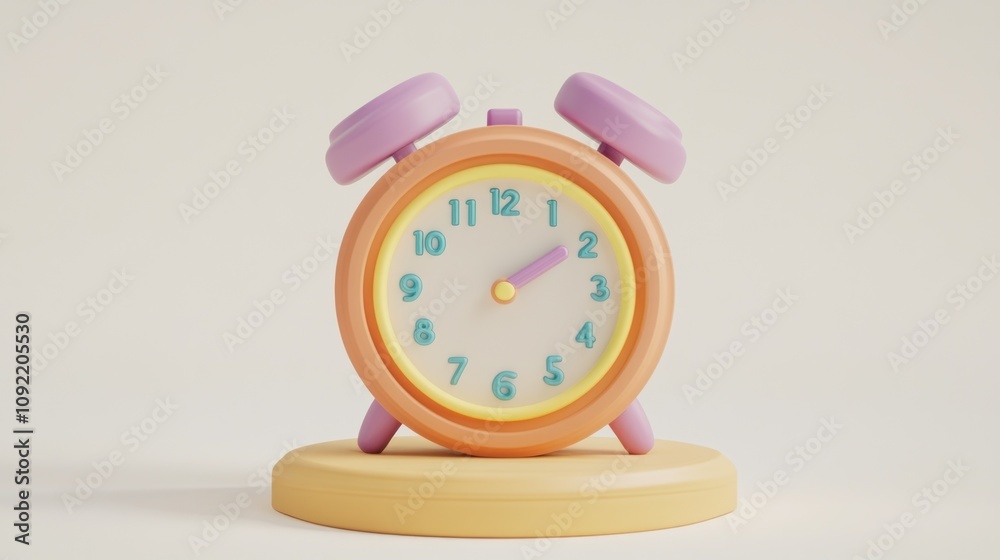 Aufkleber A colorful alarm clock with a playful design, indicating the time with vibrant numbers.