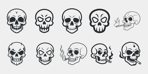 Obraz premium set of skull vector illustrations collection with vintage tattoo style for gothic and biker designs