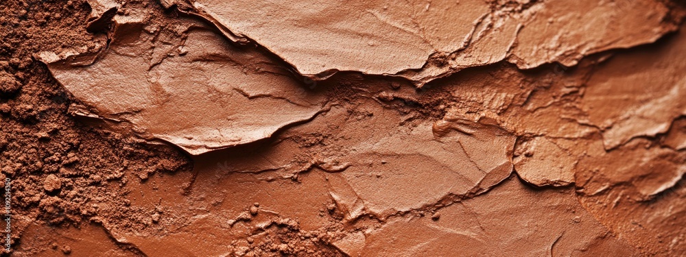Poster close-up of textured clay surface, showcasing earthy tones and natural patterns.