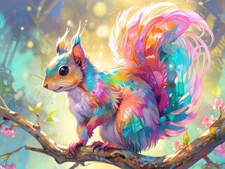 Fototapeta premium an illustration of a sparkling squirrel