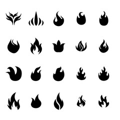 Fire flames, set vector icons Fire and flames outline icon set. Contour bonfire, linear flaming elements. Hand drawn monochrome different fire flame vector illustration. vector fire flame set isolated