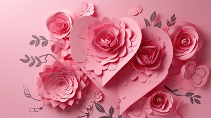 Elegant Pink Floral Paper Art Composition