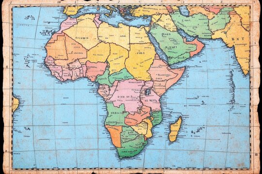 A historical map of Africa during the colonial era, with labeled territories and old political boundaries