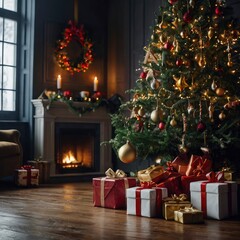 Christmas in the night house decoration