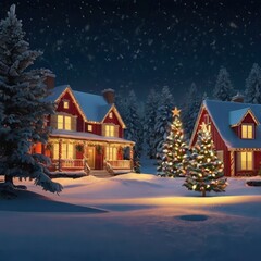 Christmas in the night house decoration