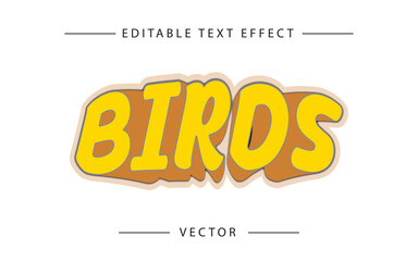 Birds text effect Editable 3d modern style. 
cartoon logo, cartoon design, elements, yellow, background yellow, bird cartoon, animal pattern, art, design, graphics, abstract, cartoon, background,