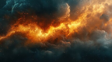 Fototapeta premium Cloud of dust and fire erupting violently
