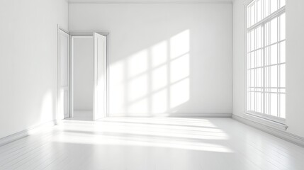 A White Room with a Window and a Door