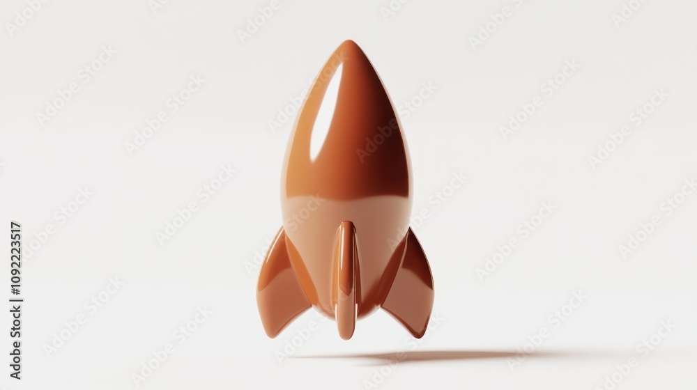 Poster a stylized rocket model with a smooth, glossy surface, designed for creative projects.