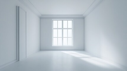 Fototapeta premium A White Room with a Window and a Doorway