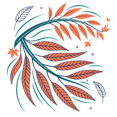 Fototapeta premium Fluid Abstract Leaf Patterns in Vibrant Orange and Teal Hues