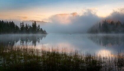 Misty River: Fog Drifts Through Willows