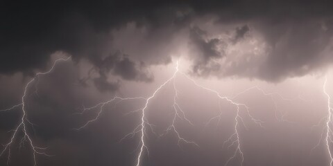 A dramatic lightning storm illuminating a dark sky, symbolizing power and intensity in cinematic media, intensity