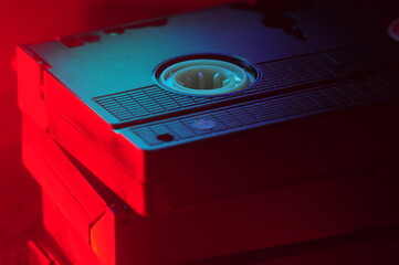 Modern technologyc industry, VHS cassette close-up