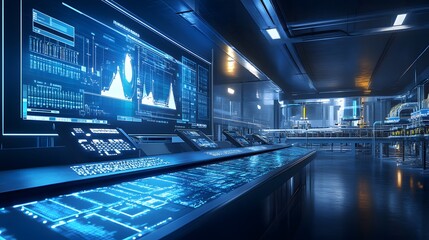 Fuel processing control room, digital interfaces, monitoring in progress