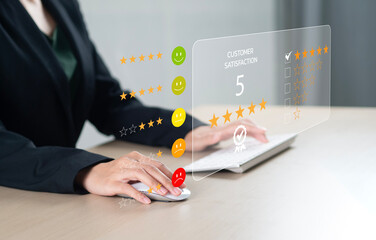 Users rate their experience using online applications. customer satisfaction survey concept...