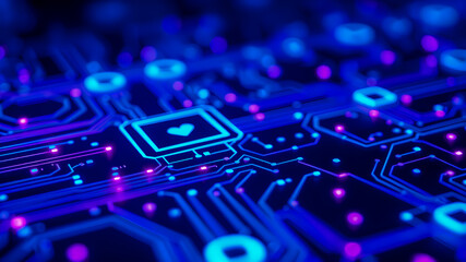 Fototapeta premium Electronic circuit board with intricate chips and components, a marvel of modern technology