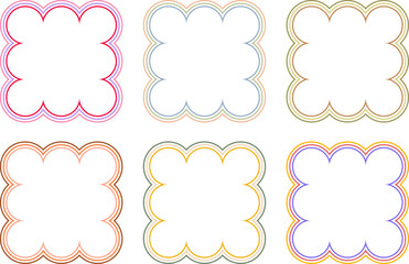 Set geometric squiggle border or frame with lines
