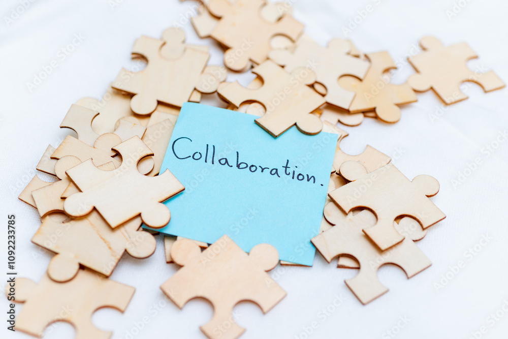 Aufkleber collaborative business strategy office setting conceptual image focused environment close-up view te