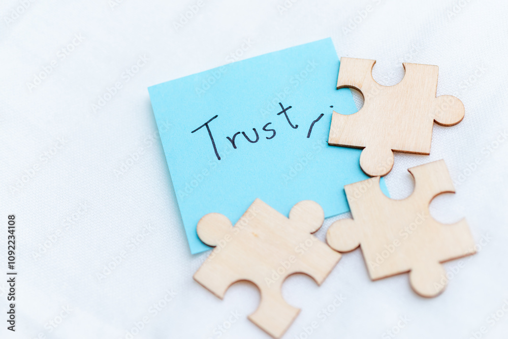 Aufkleber building business trust a puzzle of relationships office space visual content professional environme