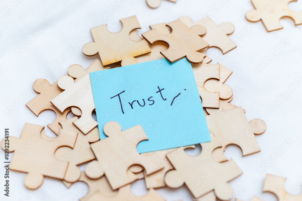 Leinwandbilder building trust in business relationships a creative puzzle analogy for team dynamics and collaborati