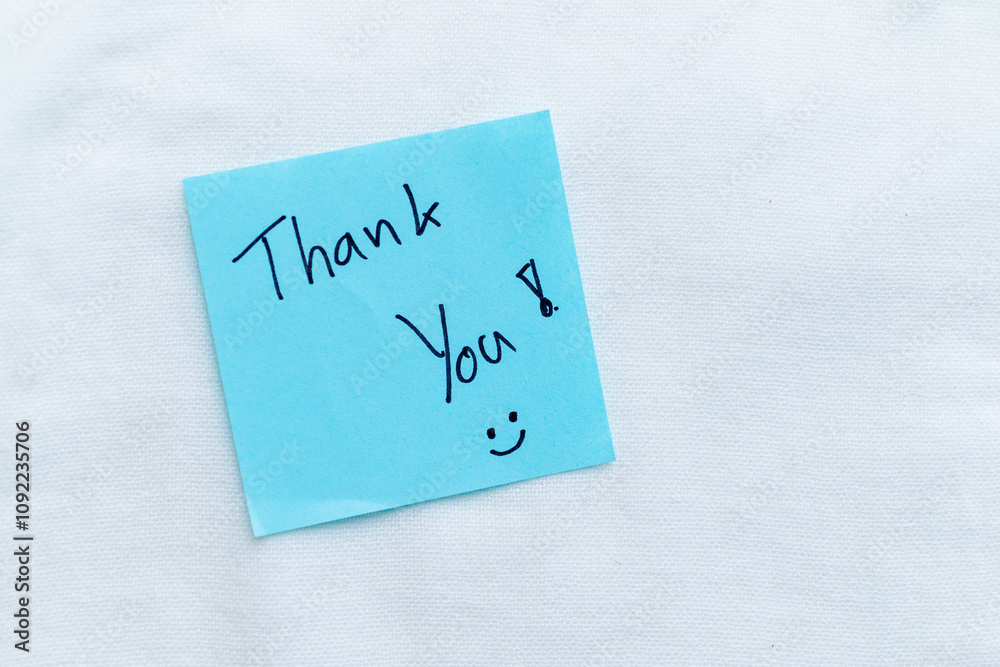 Poster gratitude expression office setting note minimalist environment personal touch business appreciation