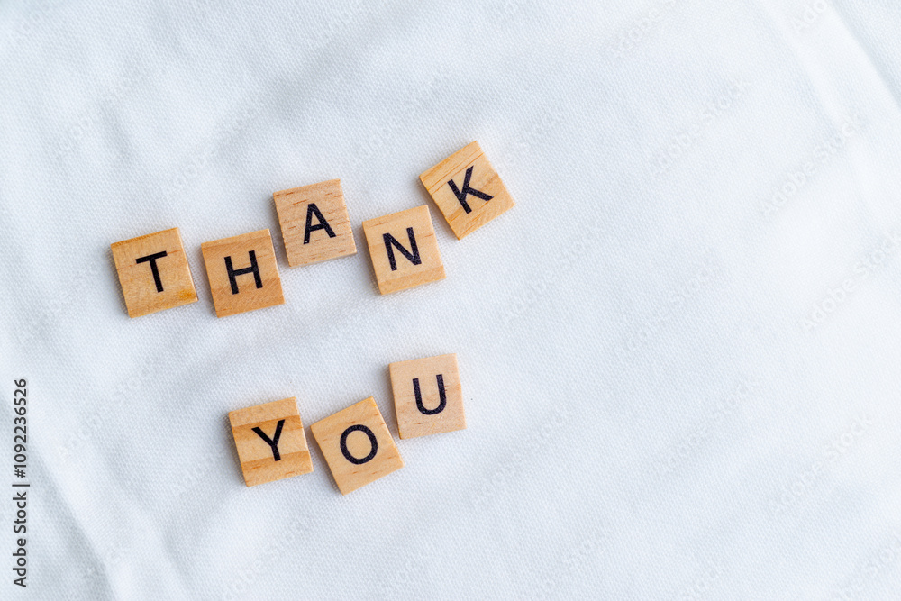 Aufkleber thank you message in business context home office inspirational content simple environment top-down 
