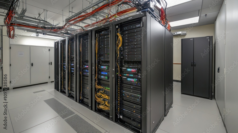 Poster modern data center server room infrastructure