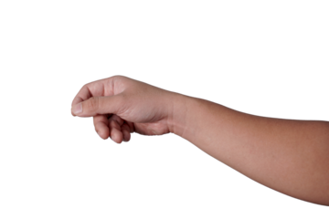 Hand of a person giving empty virtual card gesture, cut out isolated
