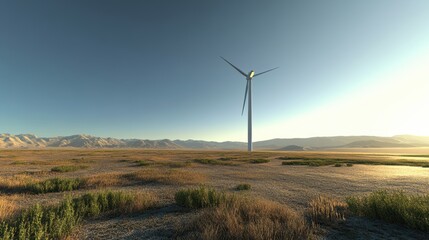 Obraz premium Harnessing renewable energy large wind turbine power plant in a serene landscape gigapixel high fidelity view