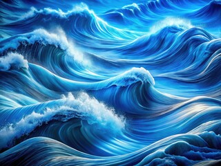 Obraz premium Abstract Waves in Blue Tones - Flowing Depth and Movement in Conceptual Photography