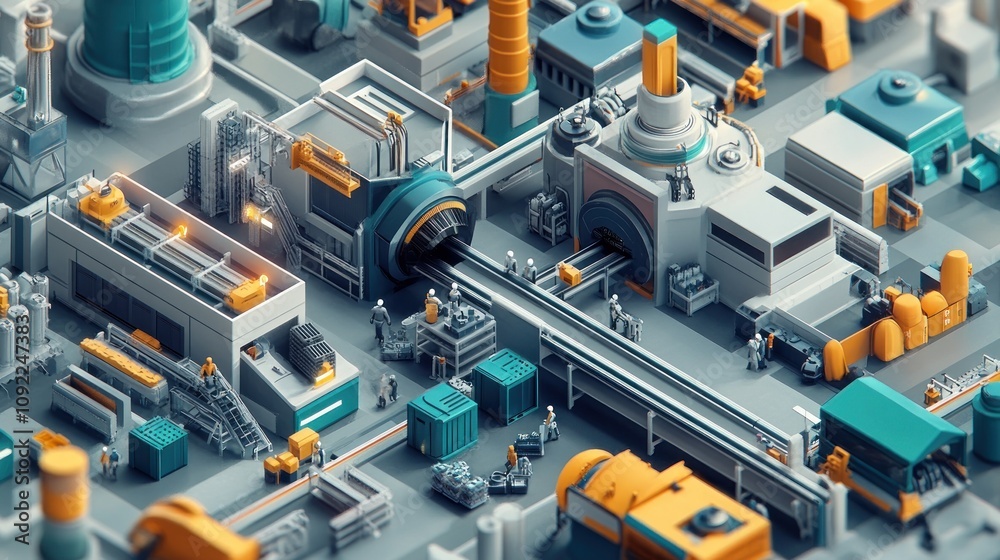 Aufkleber automated factory production line workers operate machinery